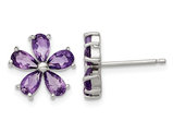 Amethyst Flower Earrings in Sterling Silver